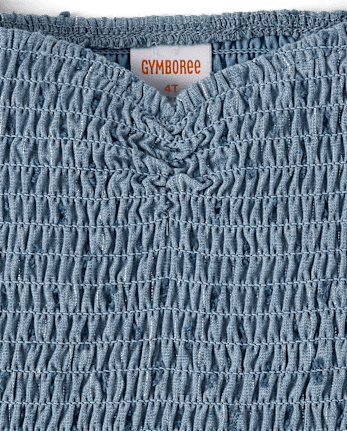 Girls Smocked Clip Dot V-Waist Dress - Driftwood Bay