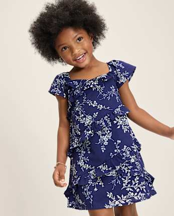 Girls Floral Ruffle Dress - Driftwood Bay