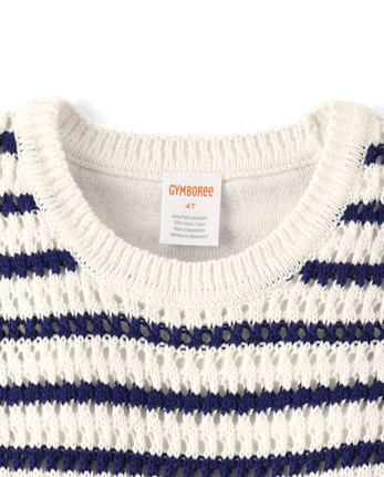 Girls Striped Crochet Sweater Dress - Driftwood Bay