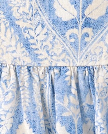 Girls Print Linen-Blend Ruffle Dress - Linen Edit