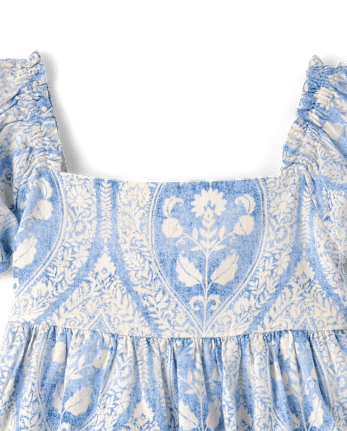 Girls Print Linen-Blend Ruffle Dress - Linen Edit