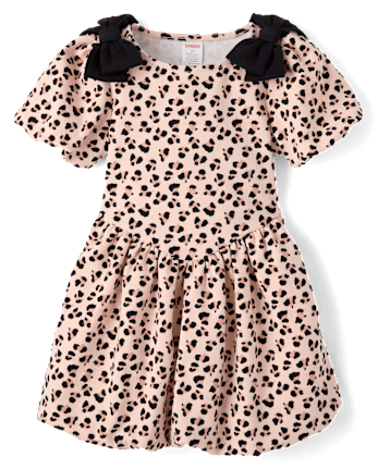 Robe bouffante léopard à nœud papillon pour fille - Petit Paris