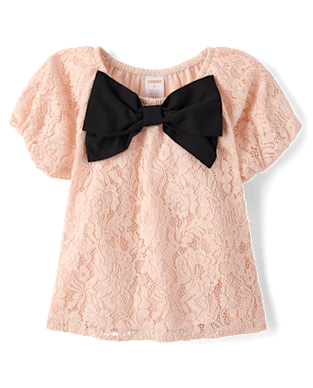 Girls Oversized Bow Lace Top - Petit Paris