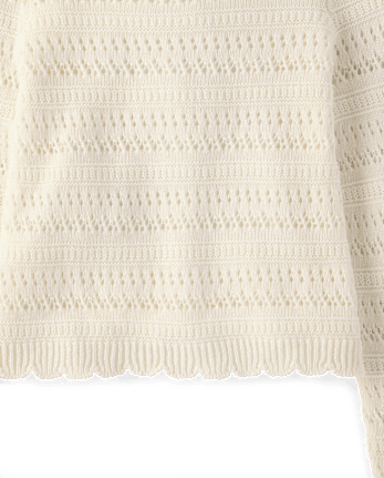 Girls Scalloped Linen-Blend Pointelle Sweater - Linen Edit