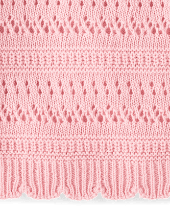 Pull en maille ajourée festonnée en lin mélangé pour fille - Boutique Lin