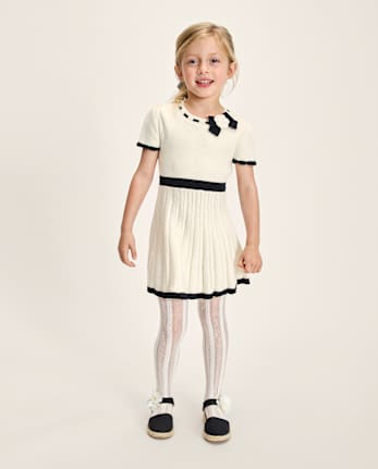 Girls Contrast Pleated Sweater Dress - Petit Paris