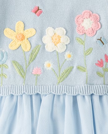 Robe tutu florale au crochet pour fille - Jardin enchanté