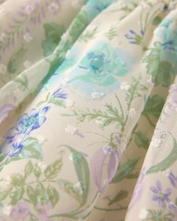 Girls Floral Clip Dot Ruffle Dress - Enchanted Garden