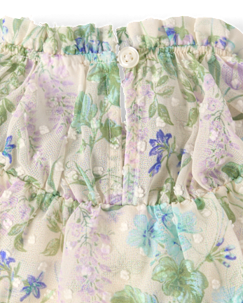 Girls Floral Clip Dot Ruffle Dress - Enchanted Garden