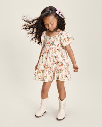 Girls Bunny Ruffle Dress - Enchanted Garden