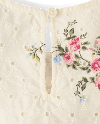 Girls Floral Eyelet Tiered Dress - Enchanted Garden