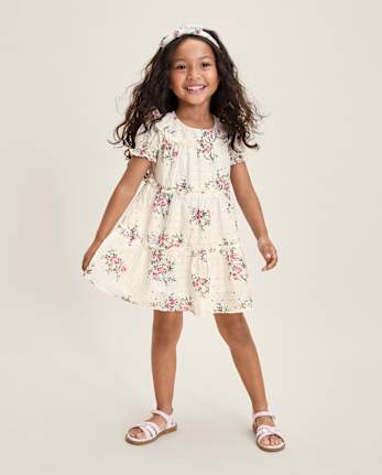 Robe à volants fleurie pour fille - Jardin enchanté