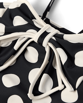 Girls Polka Dot Bow One Piece Swimsuit - Swim Shop