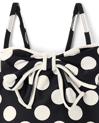 Girls Polka Dot Bow One Piece Swimsuit - Swim Shop