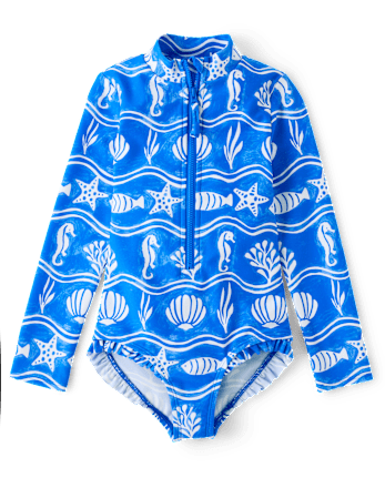 Girls Sea Creature Fairisle Rashguard One Piece Swimsuit - Swim Shop