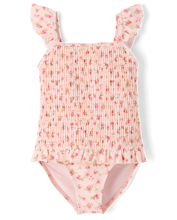 Maillot de bain une pièce fleuri à volants pour filles - Boutique de maillots de bain