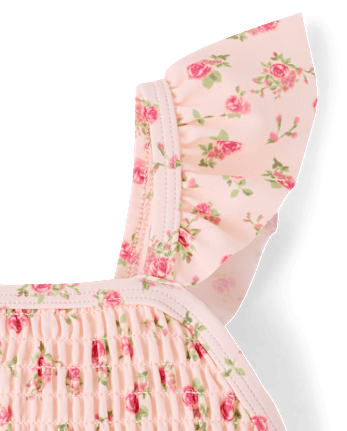 Maillot de bain une pièce fleuri à volants pour filles - Boutique de maillots de bain