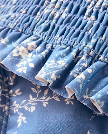 Girls Floral Smocked Flutter One Piece Swimsuit - Swim Shop