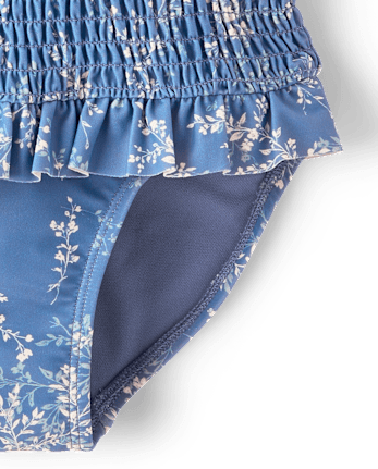 Girls Floral Smocked Flutter One Piece Swimsuit - Swim Shop