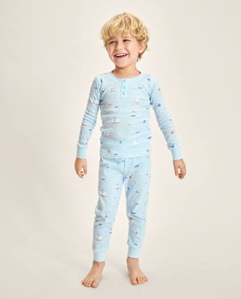 Kids Coastal Snug Fit Cotton Henley Pajamas - Gymmies
