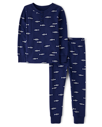 Kids Coastal Snug Fit Cotton Henley Pajamas - Gymmies
