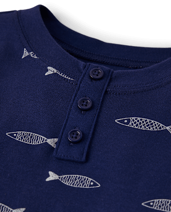 Kids Coastal Snug Fit Cotton Henley Pajamas - Gymmies