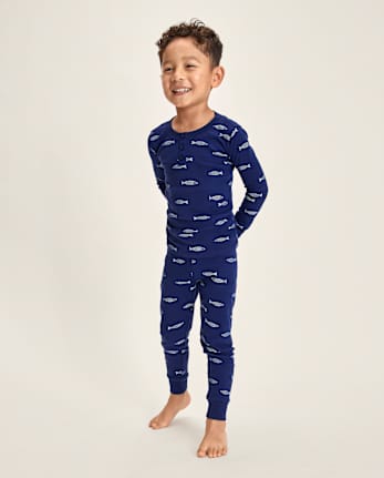 Kids Coastal Snug Fit Cotton Henley Pajamas - Gymmies