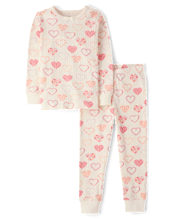 Girls Floral Heart Snug Fit Pointelle Pajamas - Gymmies