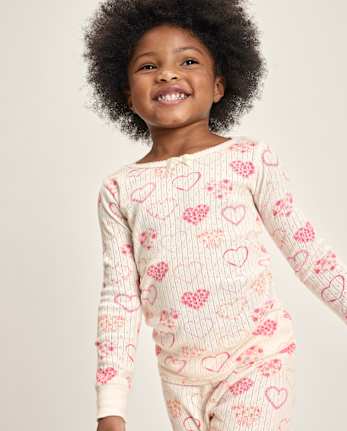 Girls Floral Heart Snug Fit Pointelle Pajamas - Gymmies
