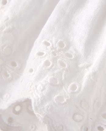 Girls Smocked Linen-Blend Ruffle Dress - Linen Edit