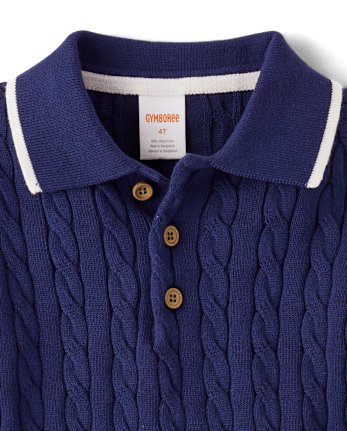 Boys Cable Knit Henley Sweater Polo - Enchanted Garden