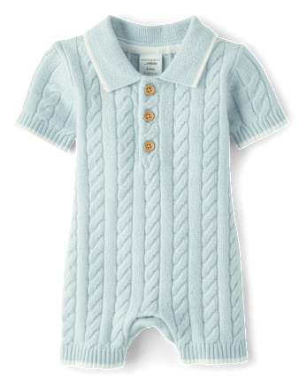 Baby Boys Cable Knit Sweater Polo Romper - Homegrown by Gymboree