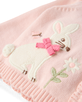 Baby Girls Applique Bunny Scalloped Cardigan - Enchanted Garden