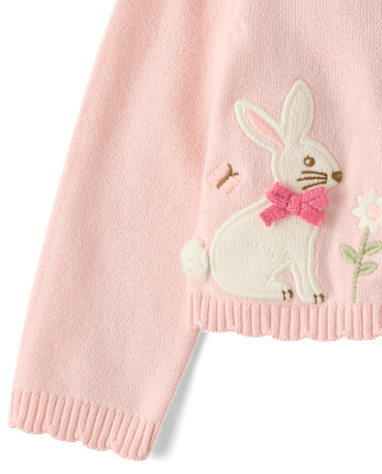 Gilet festonné à appliqués lapin pour bébé fille - Jardin enchanté