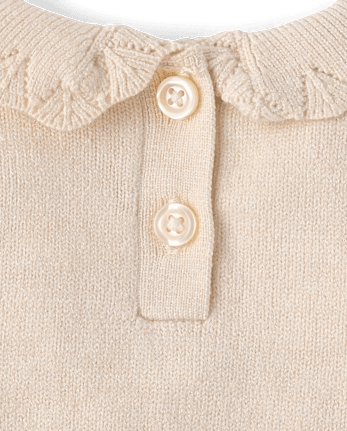 Ensemble 2 pièces pour bébé fille : pull brodé à fleurs au crochet