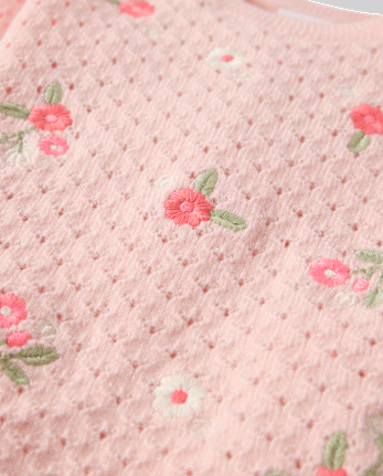 Baby Girls Embroidered Floral Pointelle Sweater 2-Piece Outfit Set - Homegrown by Gymboree