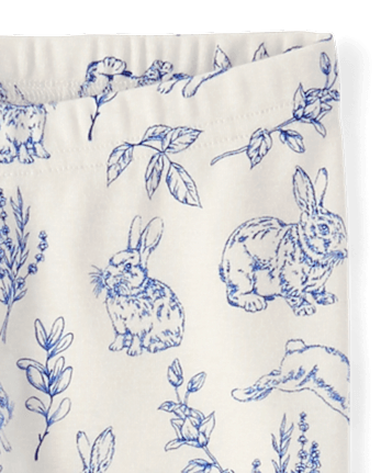 Kids Bunny Toile Snug Fit Cotton Henley Pajamas - Gymmies