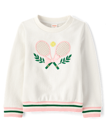 Girls Embroidered Tennis Racquet French Terry Sweatshirt - Club House