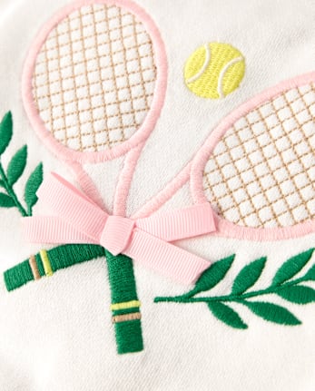 Girls Embroidered Tennis Racquet French Terry Sweatshirt - Club House