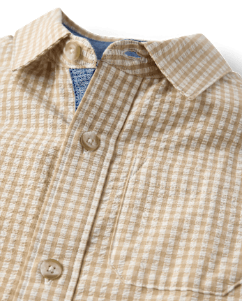 Chemise à carreaux vichy en seersucker pour garçon - Jardin enchanté