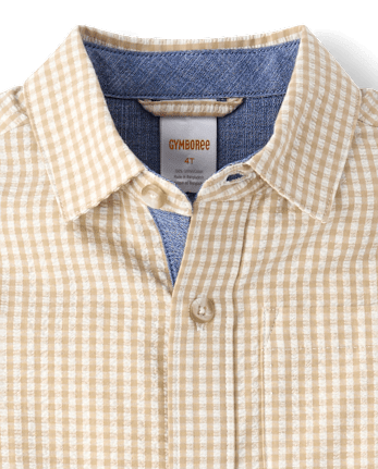 Chemise à carreaux vichy en seersucker pour garçon - Jardin enchanté