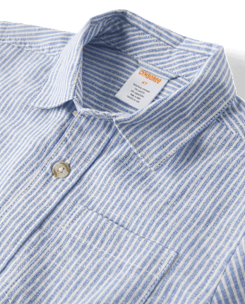 Kids Pinstripe Linen-Blend Button Up Shirt - Linen Edit