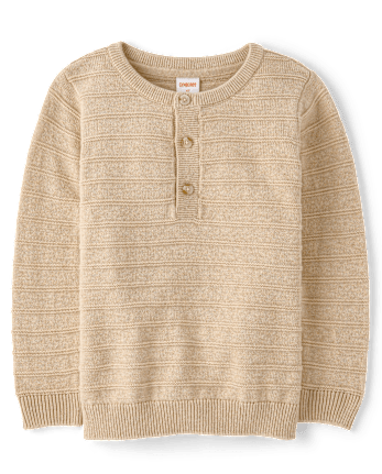 Boys Striped Linen-Blend Henley Sweater