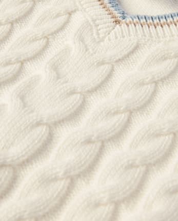 Boys Tipped Cable Knit Sweater Vest - Enchanted Garden