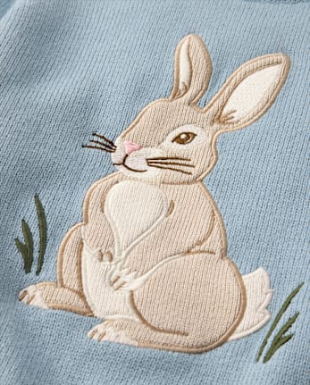 Pull brodé lapin pour garçon - Jardin enchanté