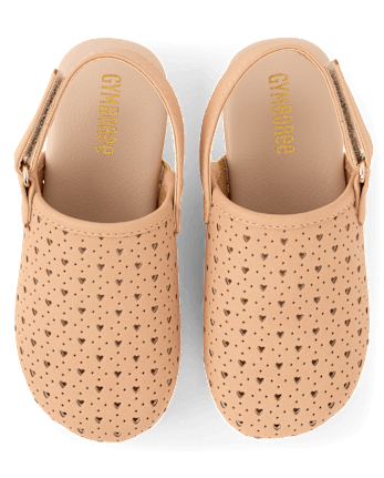 Girls Perforated Heart Clogs - Little Essentials