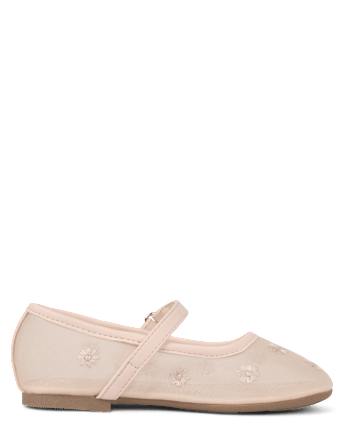 Girls Embroidered Floral Mesh Ballet Flats - Enchanted Garden