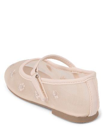 Girls Embroidered Floral Mesh Ballet Flats - Enchanted Garden