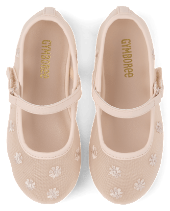 Girls Embroidered Floral Mesh Ballet Flats - Enchanted Garden