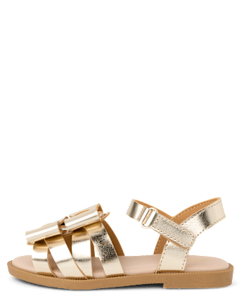 Girls Metallic Bow Sandals - Little Essentials